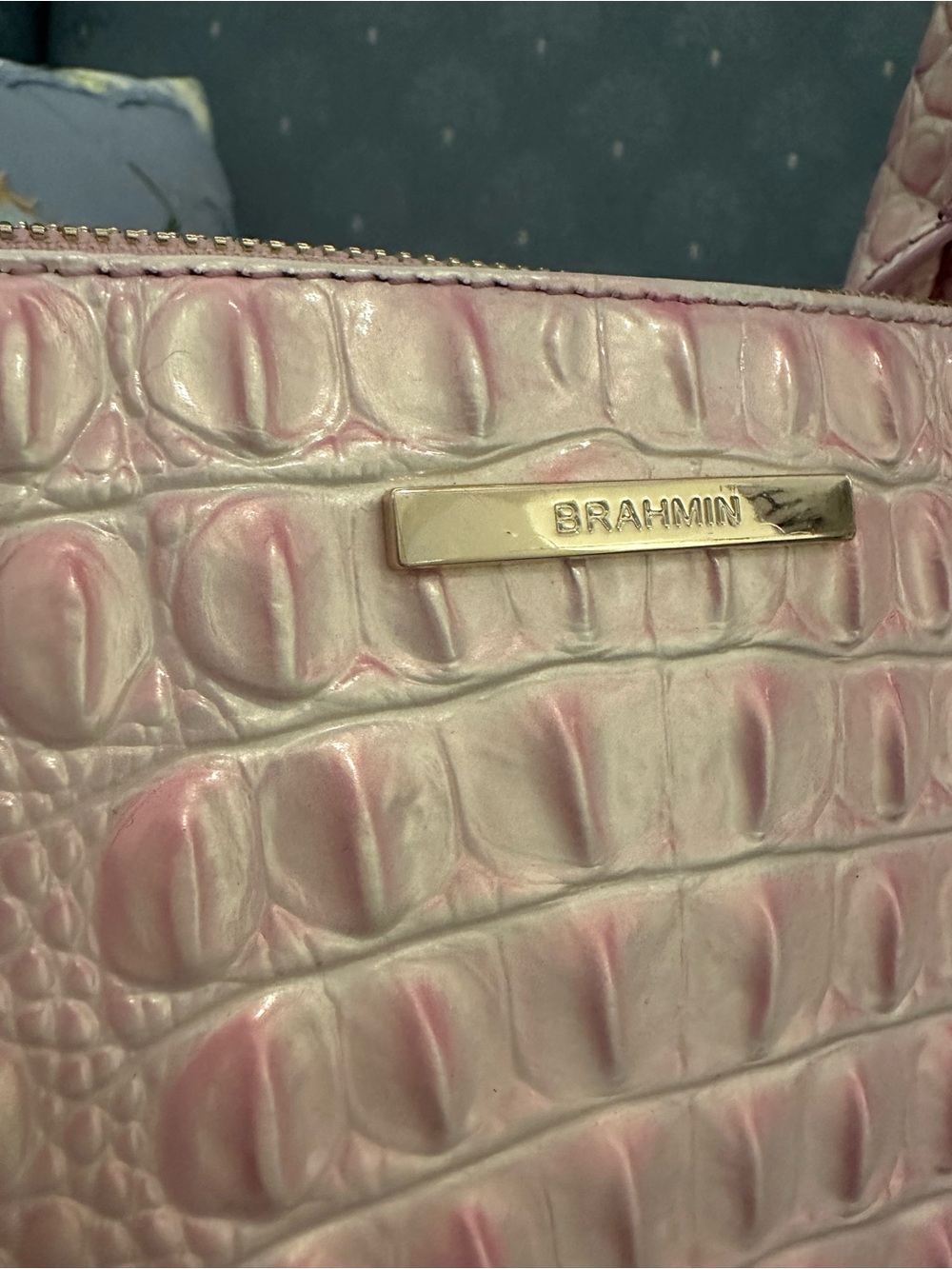 Sale ! Brahmin Rosewater Large Caroline Croc-Embossed Satchel NWOT - Picture 3 of 12